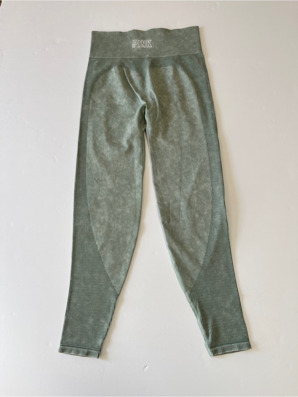 PINK Victoria's Secret Women’s Sage Green Seamless Ribbed Stretch Leggings M